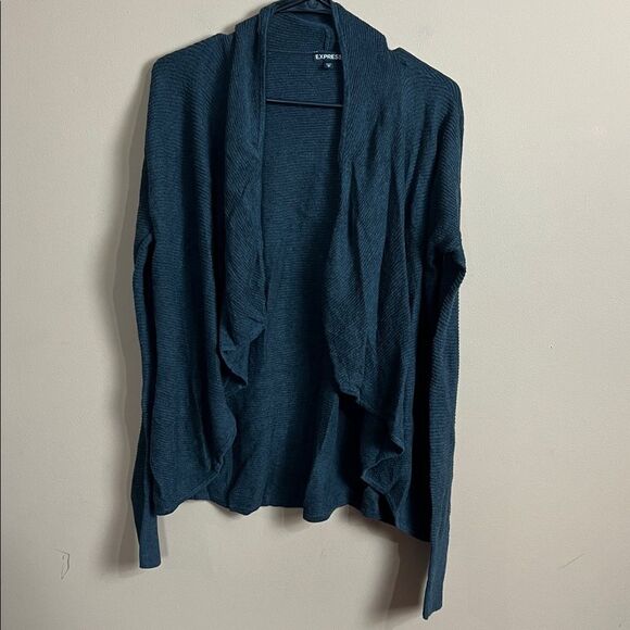 Express Women’s Size Medium Dark Gray Drape Open Front Cardigan - Picture 1 of 4